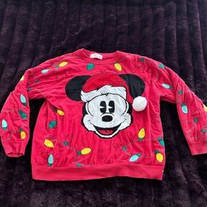 Disney Santa Mickey Holiday Cheer Christmas Red Sweater Plus Sixe 3XL